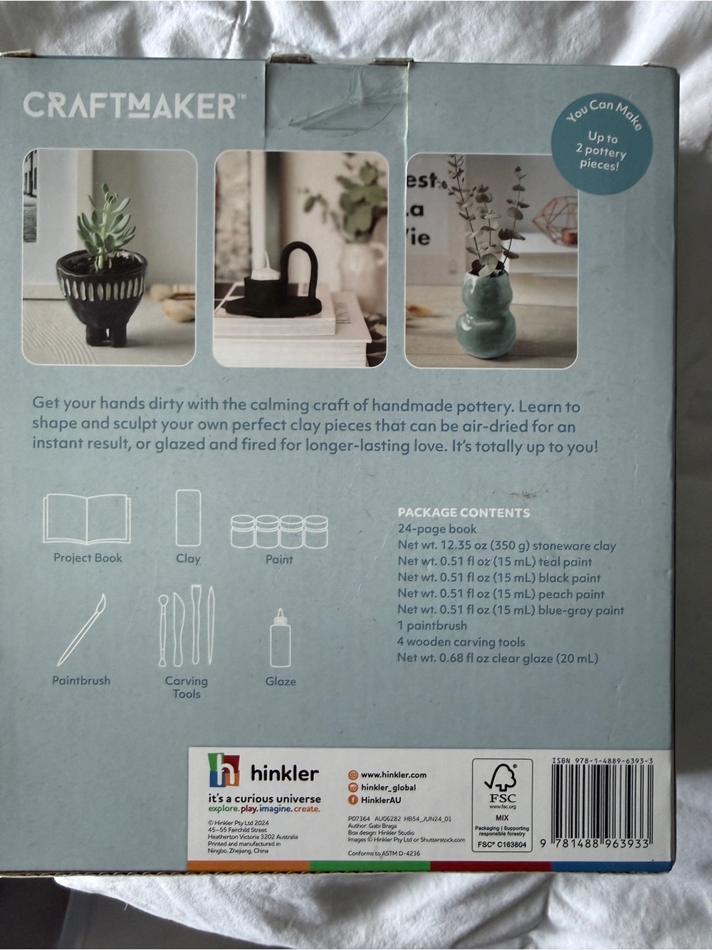 Craftmaker Classic Pottery Kit by Hinkler - Makes 2 Pieces - New in Box - Picture 4 of 4